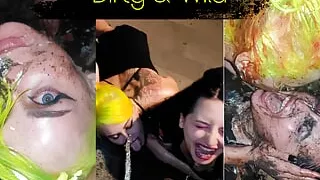 Lesbian Dirty Walk and Eating Hot-Dogs Out of Trash