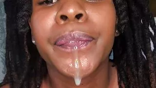 sexy teen giving sloppy blowjob  and gaggs