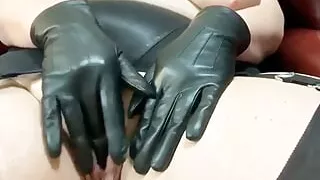 Big Tit Mature Leather Glove Finger Fuck