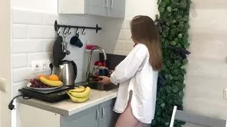 Very naughty masturbation session in the kitchen
