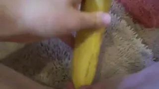 Sexy Kleine Macht Es Sich Mit Banane