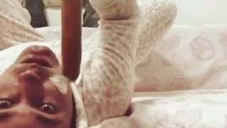 Sissy Boy in Pajamas Swallows Dildo Deeply