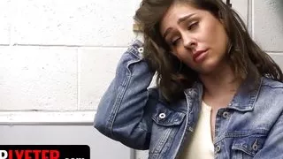 Desperate Runaway Thief Girl Stumbles On A Bad Mall Cop Who Perform A Virgin Pussy Cavity Search