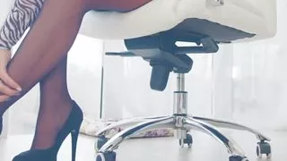 a light pussy massage through the pantyhose