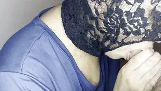 Asian milf slut sucking white cock