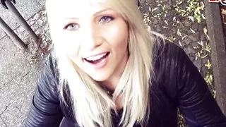 German chubby blonde milf picked up and fucked public