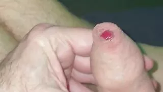 Big Uncut Cock Jerk off cum in shorts last night and cum in skin orgasm intenso!