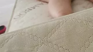 Step mom on new mattress in mini skirt without panties
