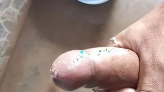 bathroom walls hit by my cum handjob pornvideo