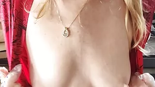 Sexy housewife jumping on a trampoline getting horny and then fucking her ass with a dildo.