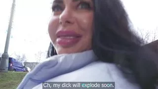 Public Agent Huge tits MILF public POV sloppy blowjob hardcore doggystyle fast fuck for curvy cougar