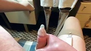 wank with condom and cum 1
