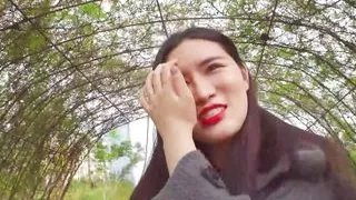 Big boobs slut Asian whore with huge butts teasing the stranger to have sex with her