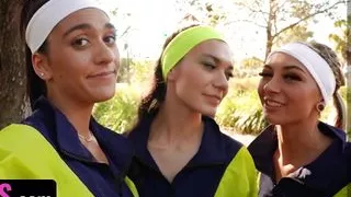 Attractive BFFS Chloe Temple, Aubry Babcock & Sawyer Cassidy Get Protein Shot After Workout - BFFS