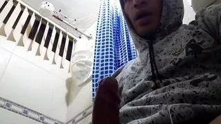 otaku twink masturbates with his cartoon hoodie