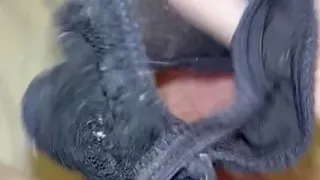 Jerking my thick cock and cumming on my step sis panties multiple times.