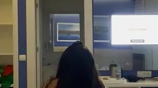 Chubby girl is riding