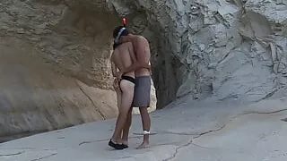 Asian + White Young Gay Couple Snorkeling and Fucking by Lagoon