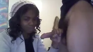 Charming Amateur Black Chick Sucks A White Cock Webcam