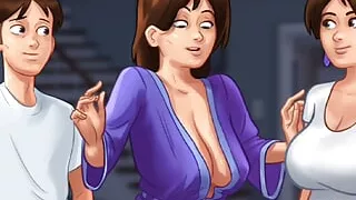 Summertime Saga #72 - Two Big Tits Mature MILFS in the House