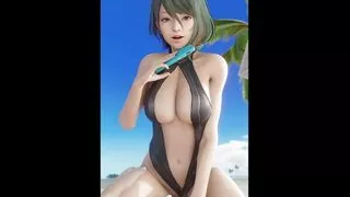 DOA Tamaki Riding Cock At The Beach