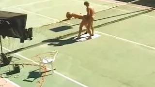 Sizzling Hot Looking Blonde Gets Fucked on The Field After a Game of Tennis