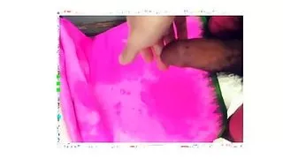 Peeing on phanek skirt and cum on it.