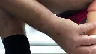 Dildo pushing panties up my ass