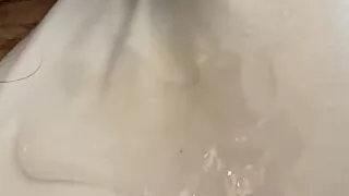 Closeup of the cum that was left from a soldier jerking off in uniform onto a jockstrap