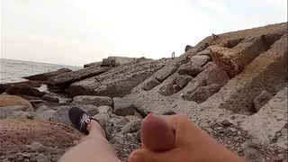 Jerking off on the beach