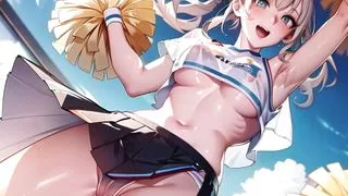 Hot Anime Cheerleader Motivating You Transparent Cloth (with pussy masturbation ASMR sound!)