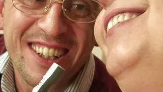 POV threesome with old mature plumper