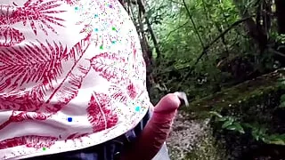 Jerkoff with no hands cum in public parc place on A3 highway