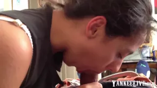 Reluctant Nerdy Slut Gags On My Cock