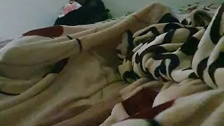 Step mom hand slips under blanket handjob step son dick for real