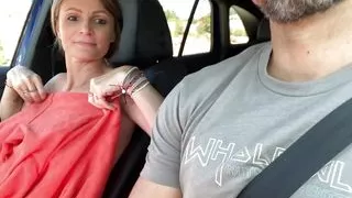 She sucks my cock headed to a Nude Beach