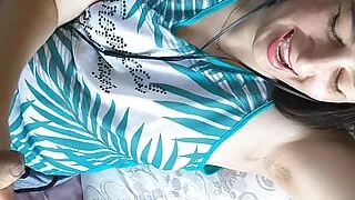 My wife handjob my dick while she teasing me with her feet and hairy armpits