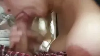 A Great Morning Blowjob to Her Boyfriend While He Works - His Big Cock Excites Me a Lot