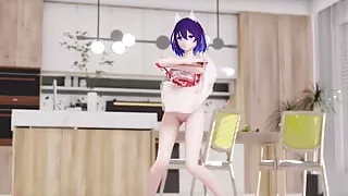 Nozomi - Cute Cat Girl Dancing + Gradual Undressing (3D HENTAI)