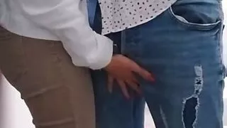 I get a saw from my fellow student