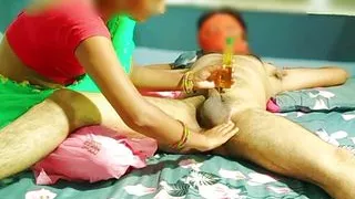 Village Desi Erotic Oil Massage Girl afraid of Biggest Huge Cock Hardcore Fucking Machine and Full moaning sound ( Hindi Audio )