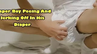 Diaper Boy Peeing And Jerking Off In His Diaper