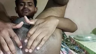 Cute boy anal fingering and big cock masterbating