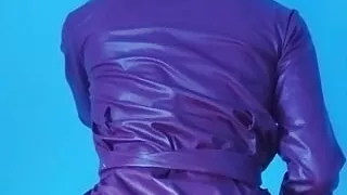 Carla in leather pants and red jacket