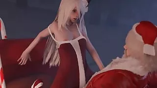 Cute Little Chrismas Slut Riding Santa In His Sled