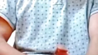 18yo doing handjob with his big cock in bathroom