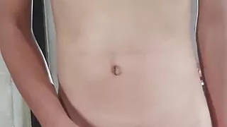 Asian boy first time show his dick and cum