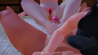 Hentai bunnies give footjob in threesome - 3D Porn Short Clip