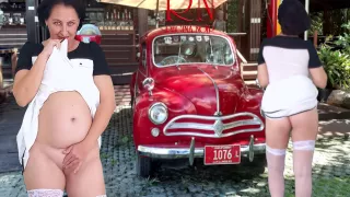 Regina Noir - Double A Pretty Lady In A Short Dress Shows A Striptease. Pussy And Ass. Car 1