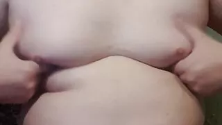 Chubby sissy in latexhood and red lipstick